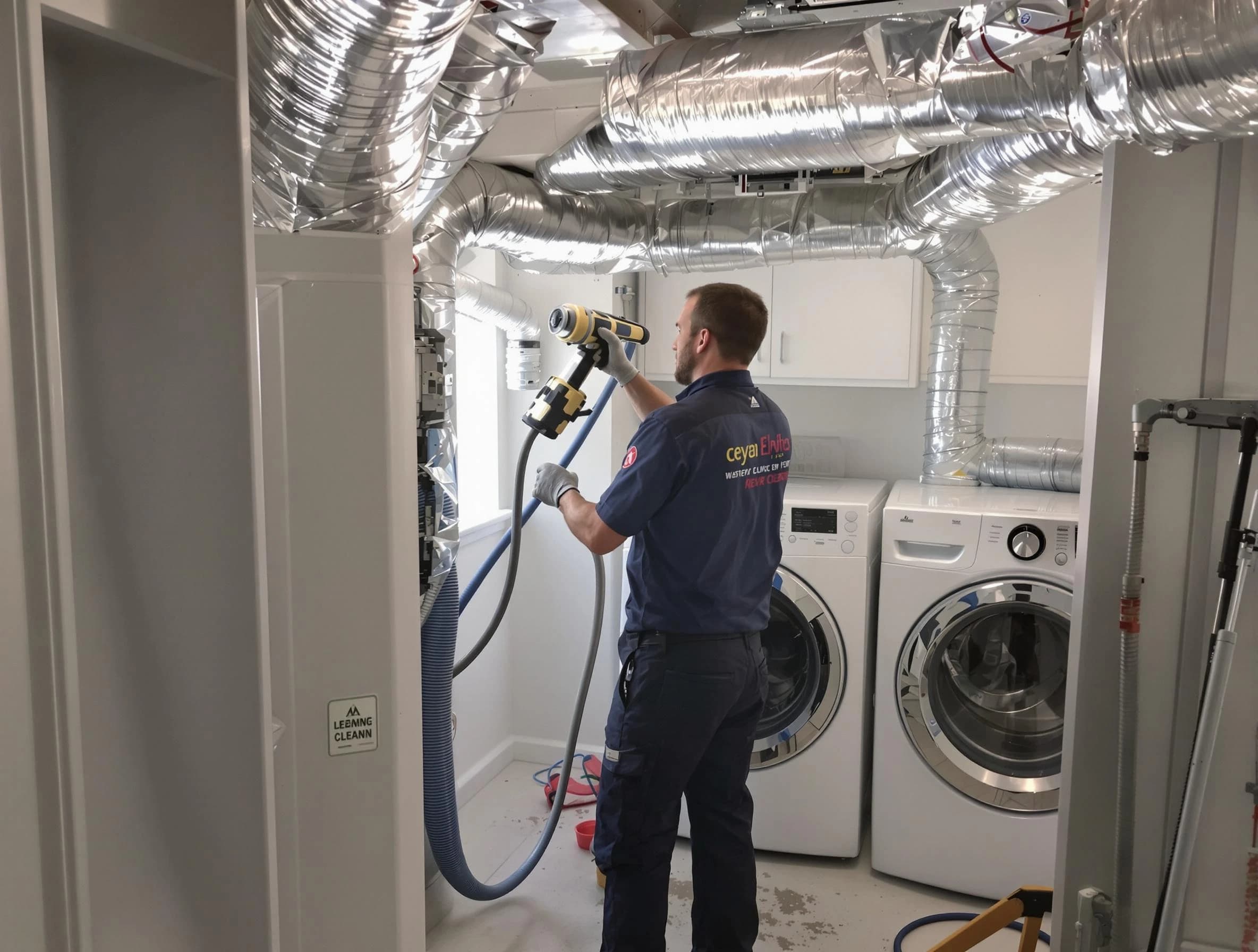 Woodmoor Dryer Vent Cleaning specialist using advanced equipment for thorough duct cleaning in Woodmoor